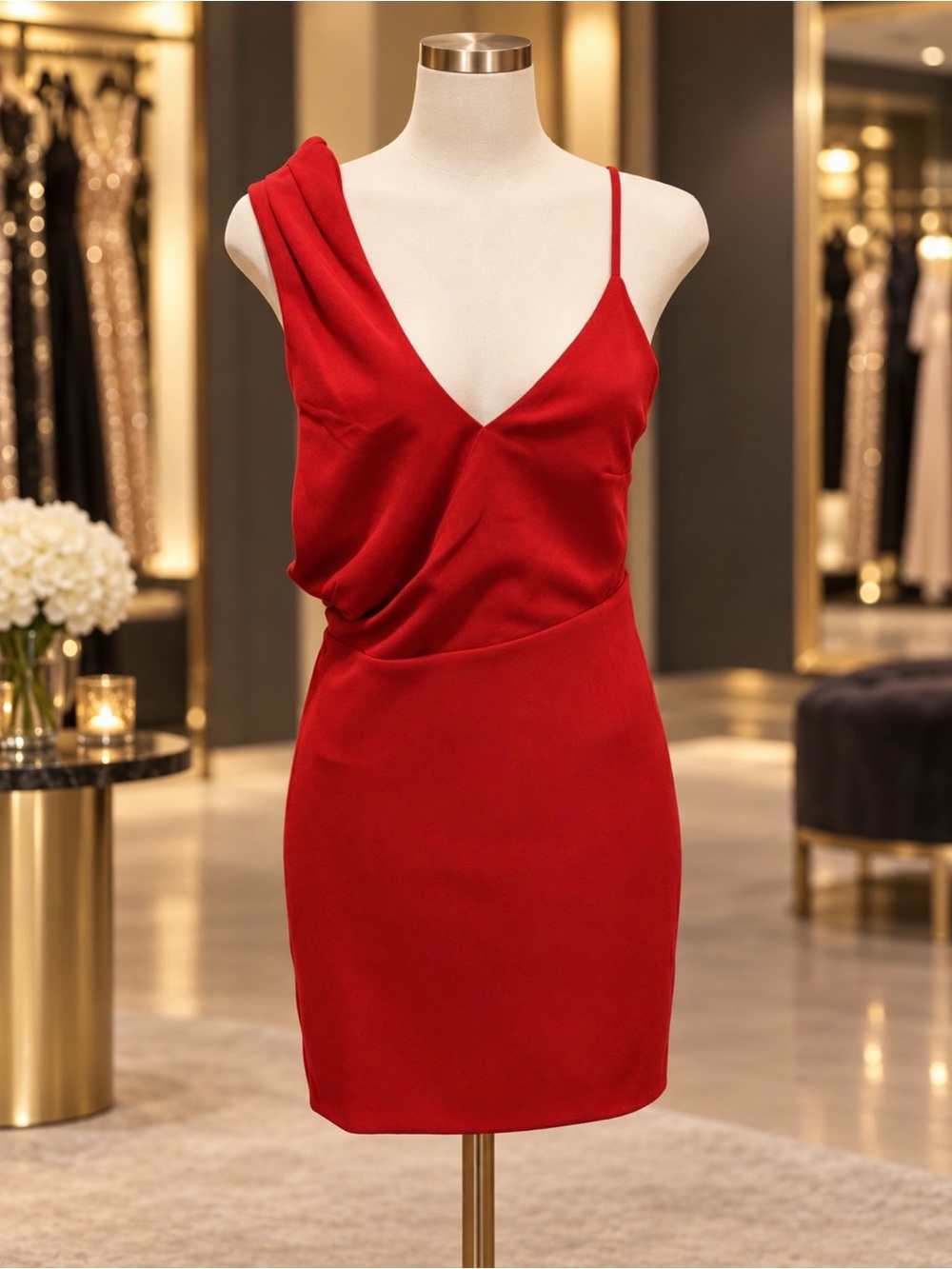 Anna Grace One Shoulder Red Dress size small
